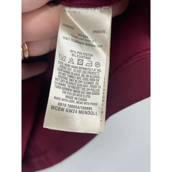 Ted Baker London Mendoll Bow Sleeve Cold Shoulder Maroon Top Classic Formal Glam - Picture 7 of 7